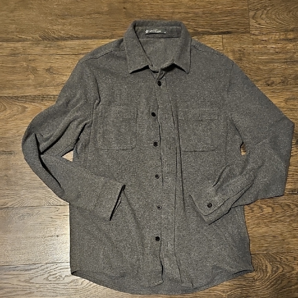 Camden Gray Sweater Shirt Men Medium Soft Button Down Casual